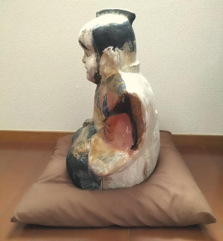 かなり古い大型「福助人形」　江戸時代？　土人形　詳細不明