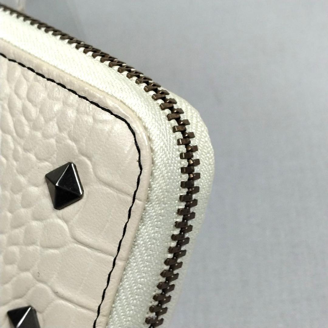 未使用マディジャックスープ★ジッピーロングウォレット クロコ型押しレザー本革 白