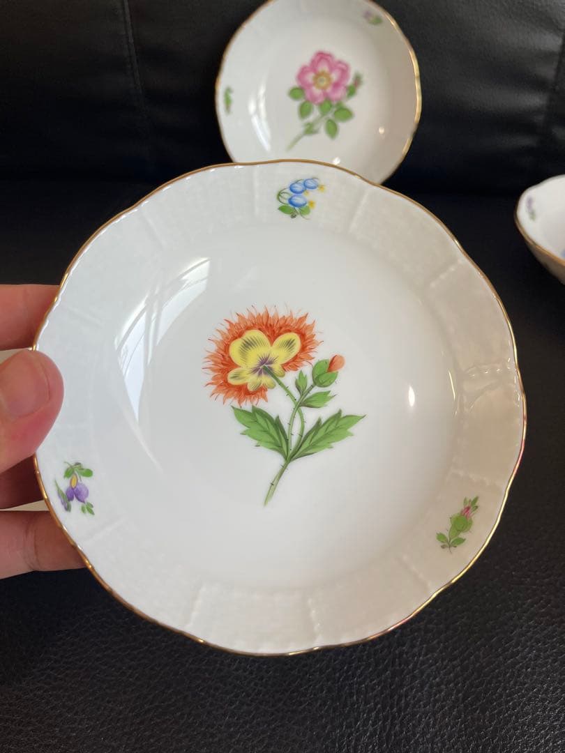 ヘレンド 絵柄変わり 花 小皿5枚 13cm