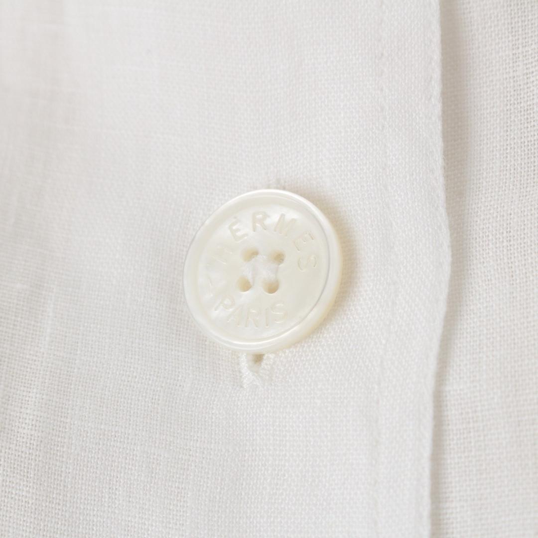 HERMES エルメス ヴィンテージ リネン 半袖シャツ ホワイト 36