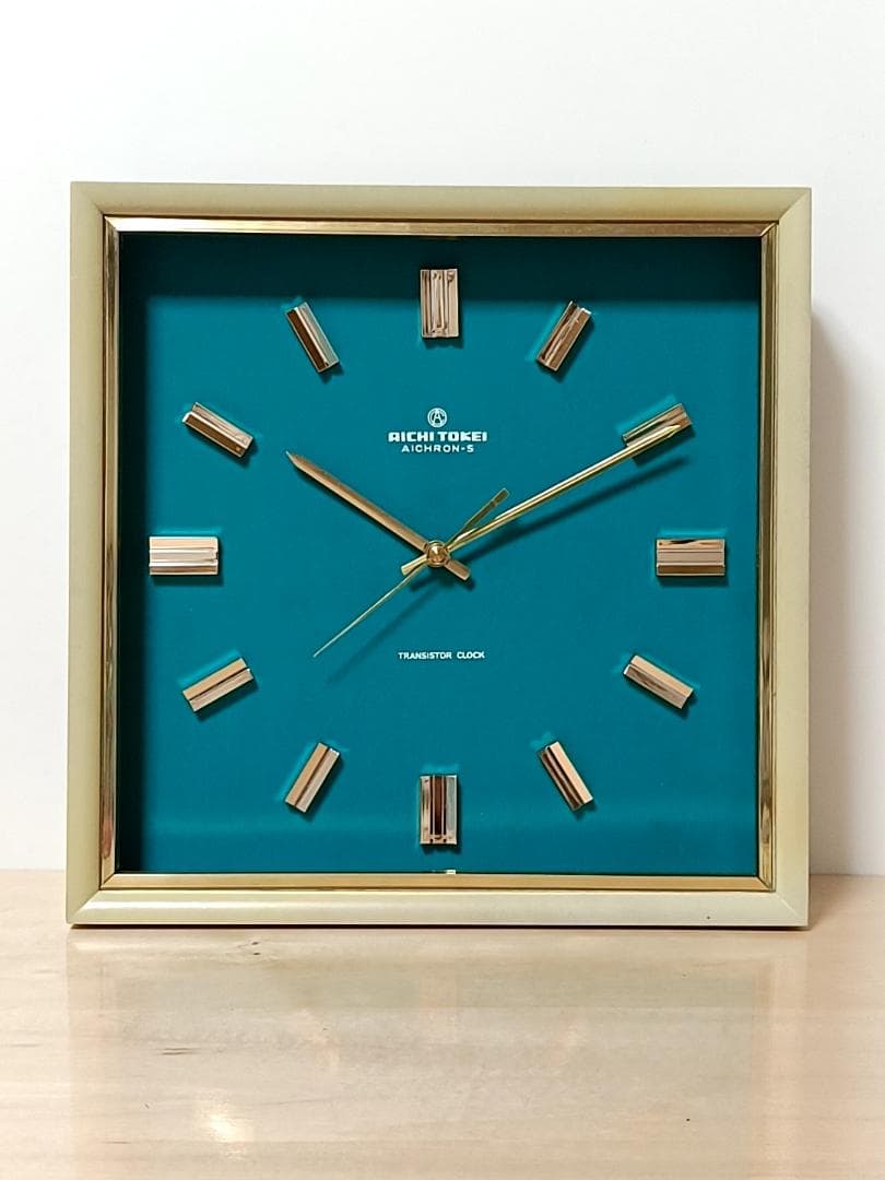 アイチ時計 掛け時計 ターコイズ系 アンティーク 昭和 愛知時計