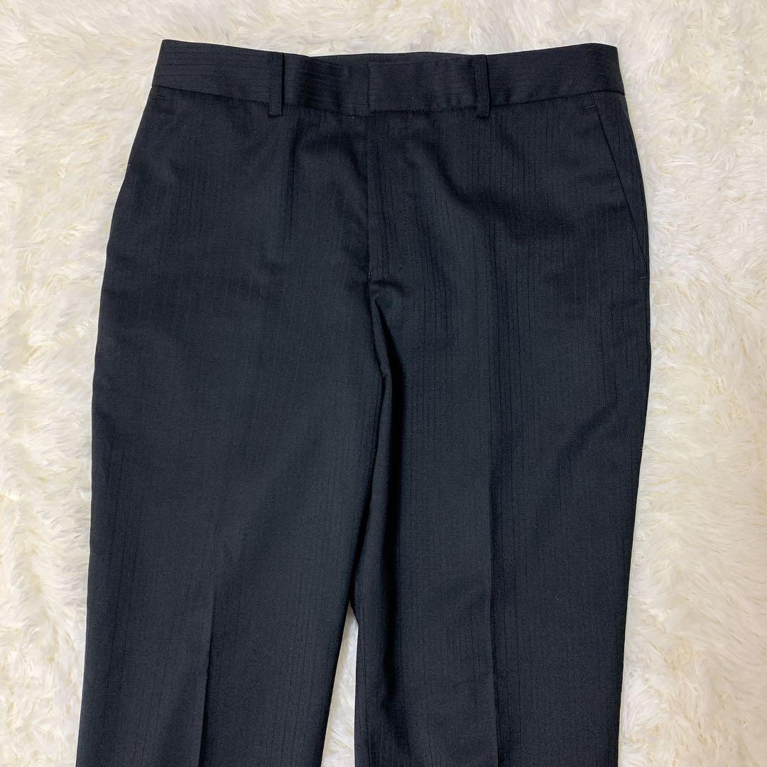 ✨極美品✨ AOKI 洗えるキレイスーツ 黒シャドーストライプ セットアップ