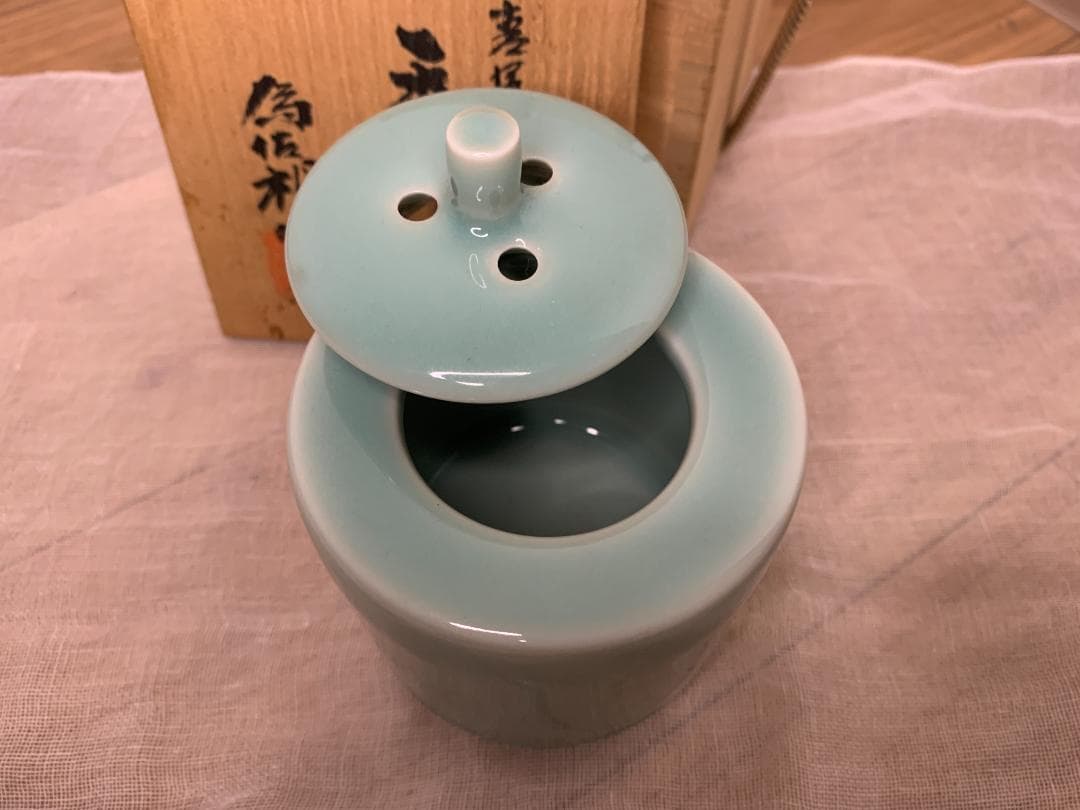香炉 青磁　供箱付き 【大特価】【美品】お香 古美術品 骨董 seiji