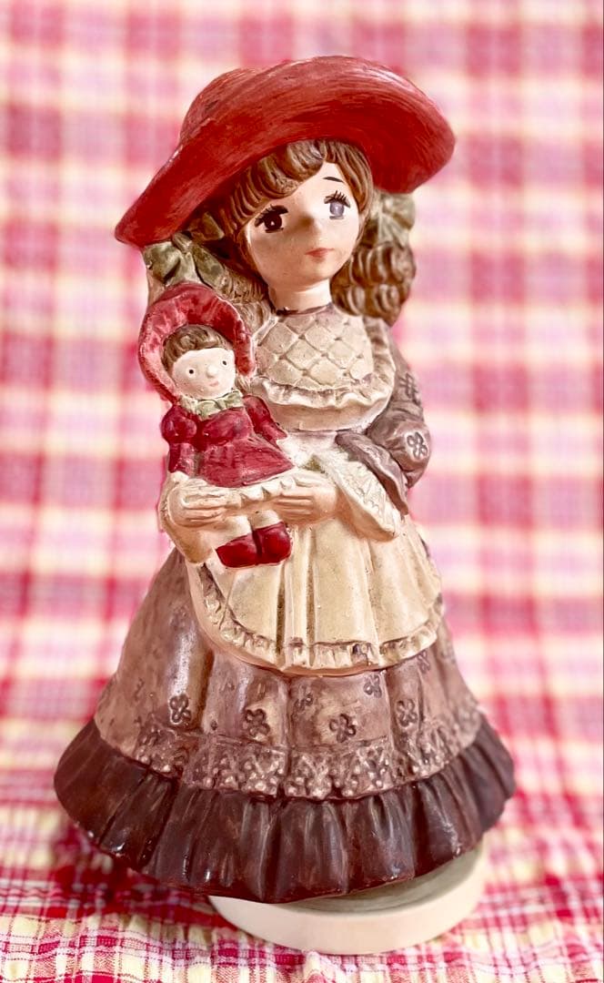 ★ヴィンテージオルゴール フランス人形♪白鳥の湖-情景-♪骨董品