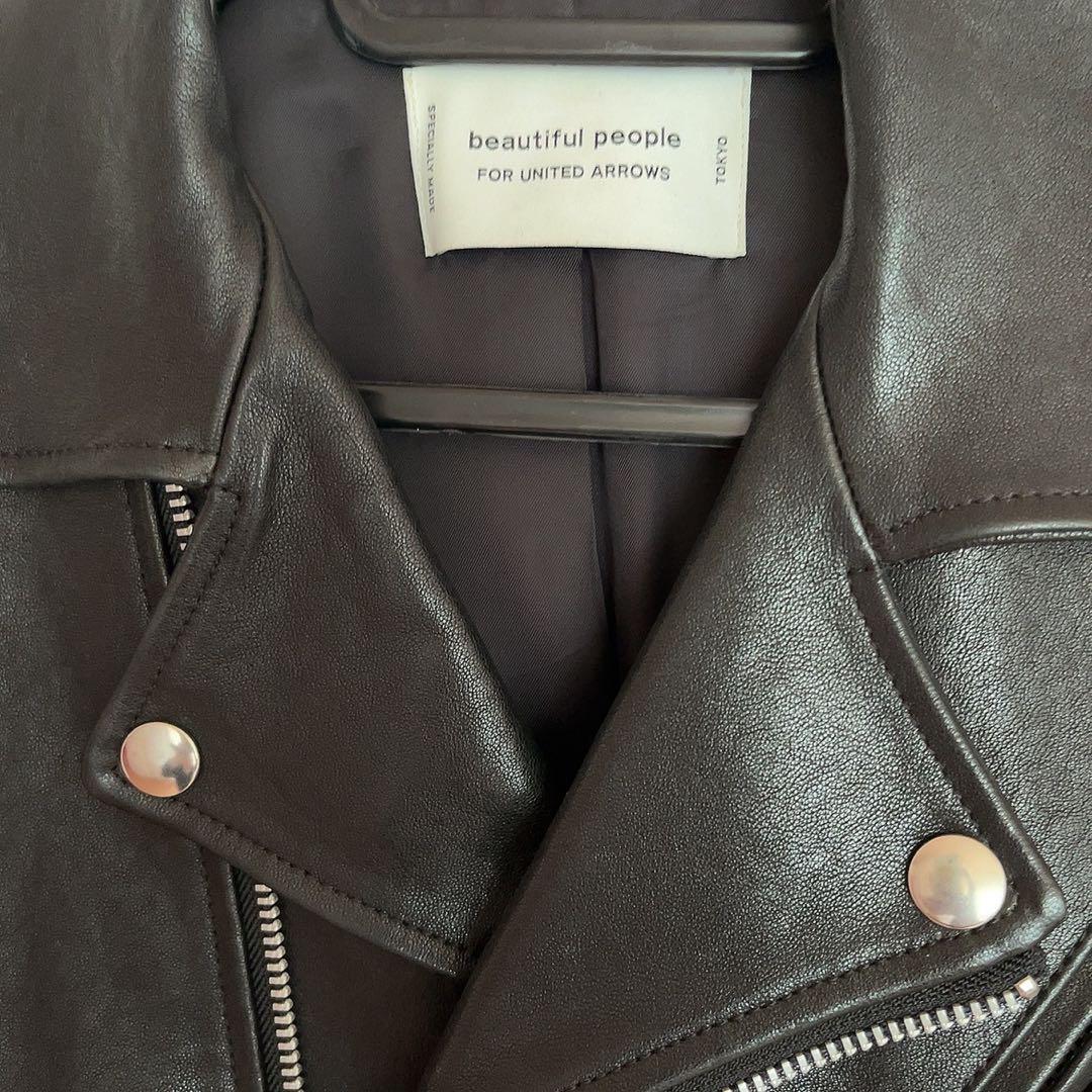 値下げ中！＊beautiful people 黒 レザーライダースジャケット＊