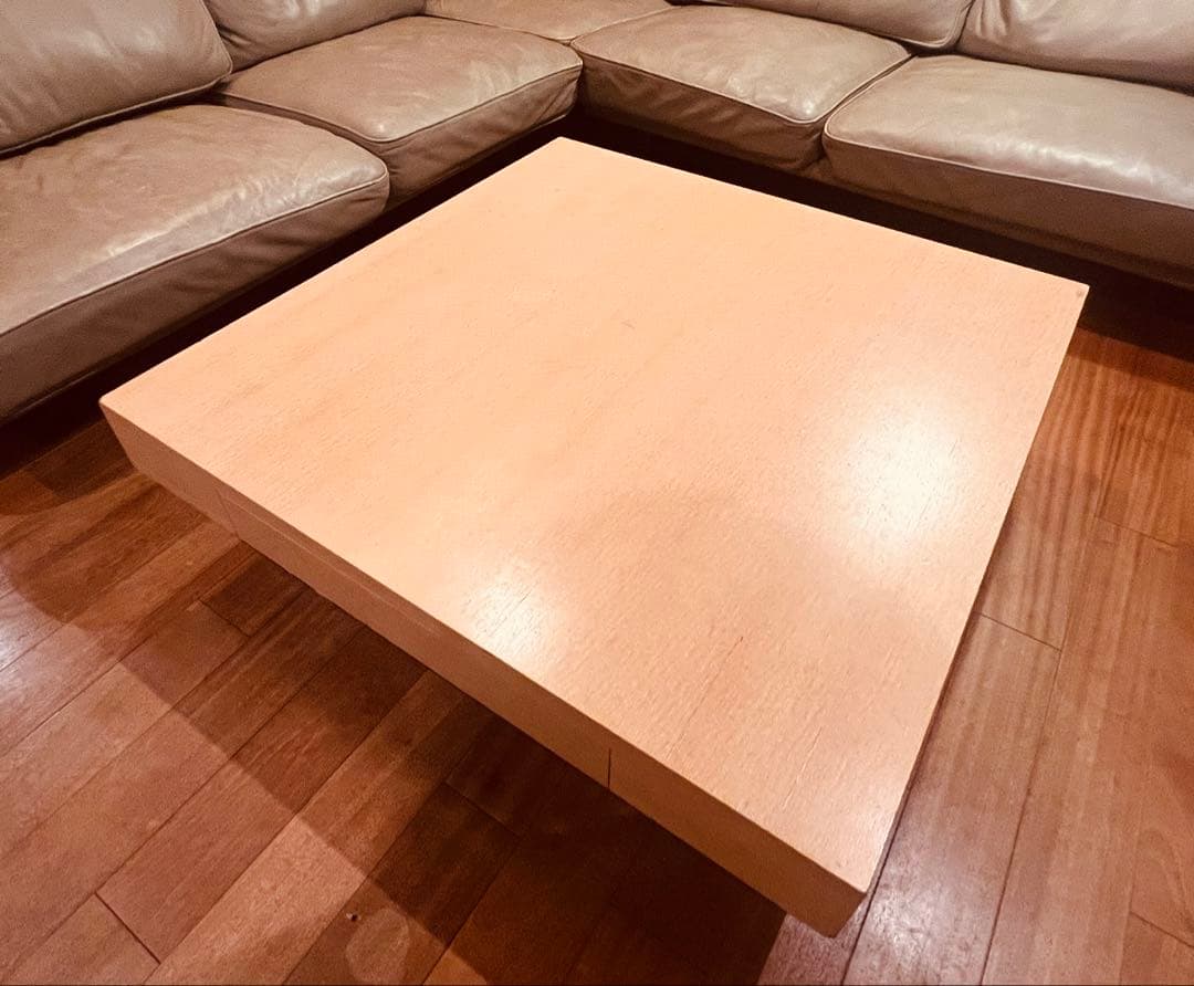 【美品】IDEE イデー スクエア ローテーブル オーク 引き出し付き