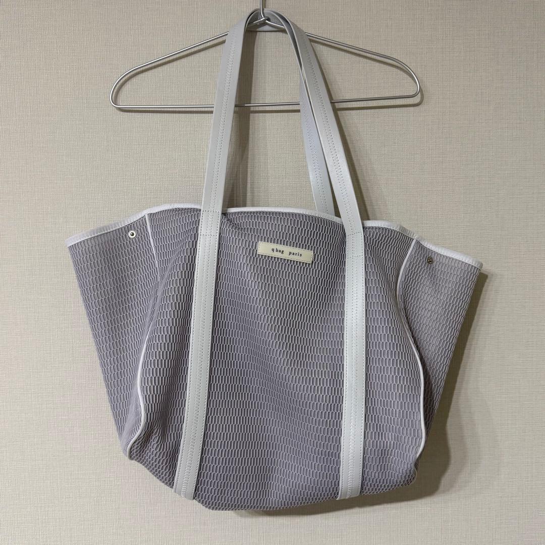 【美品】q bag paris ネストジップ L グレージュビアンコ