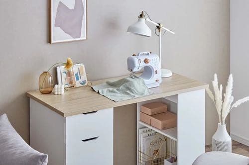 収納付きデスク〈ブラック〉〈ホワイト〉