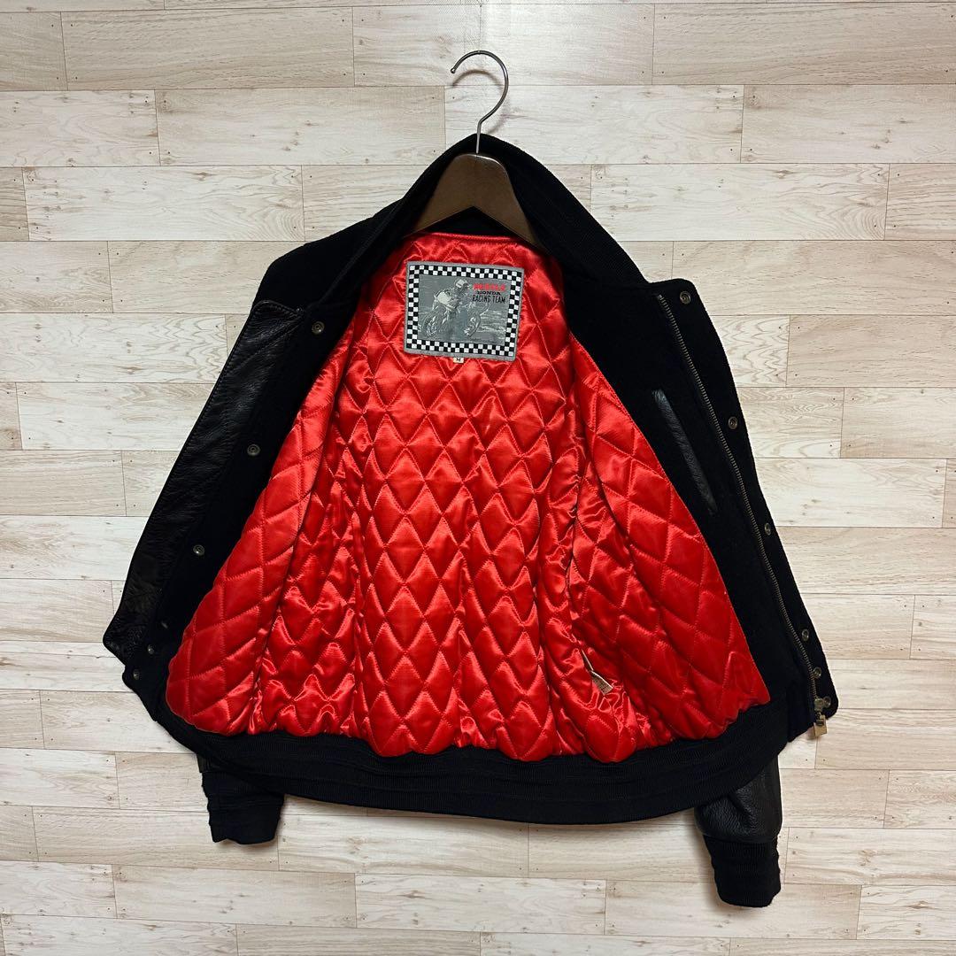 ✨HONDA PENTAX ホンダ 刺繍 ウール レザー ジャケット M✨