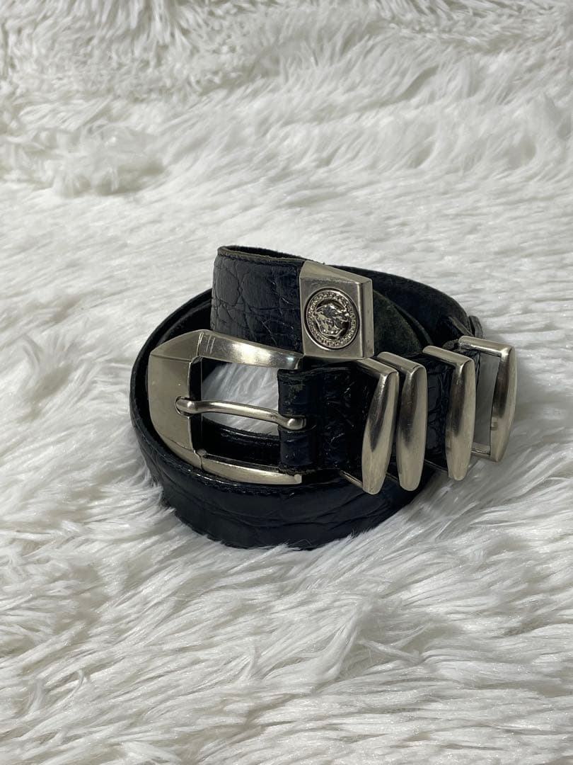 VERSACE ヴェルサーチ 本革　レザーベルト メデューサ ブラック