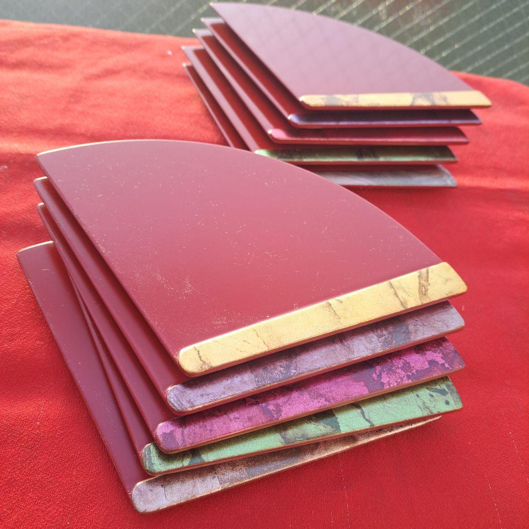 専用品【京都平安\"象彦　虹彩 末広\"銘々皿　×10客】木製　長期保管品