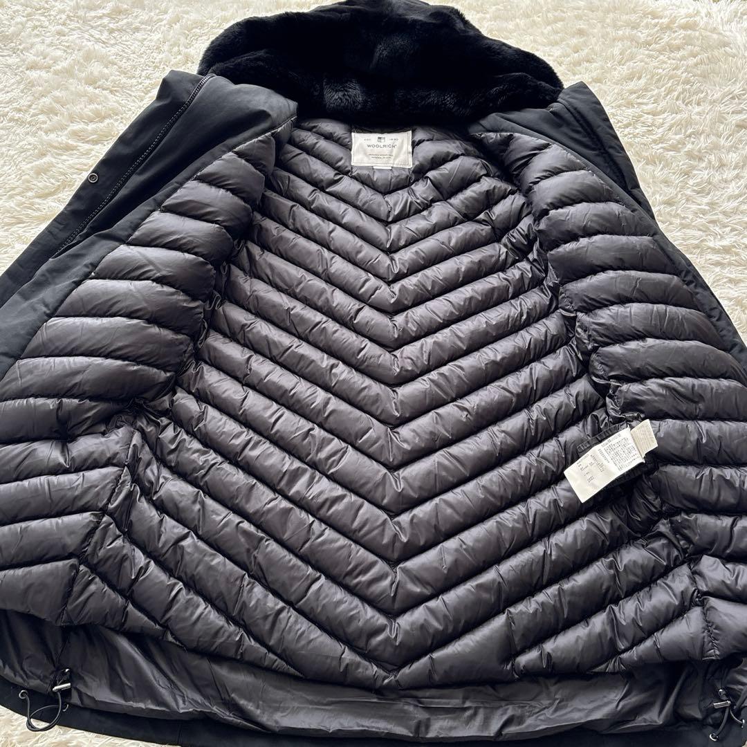 ウールリッチ ボウブリッジ 黒 リアルファー ダウン 3WAY ロングコート S