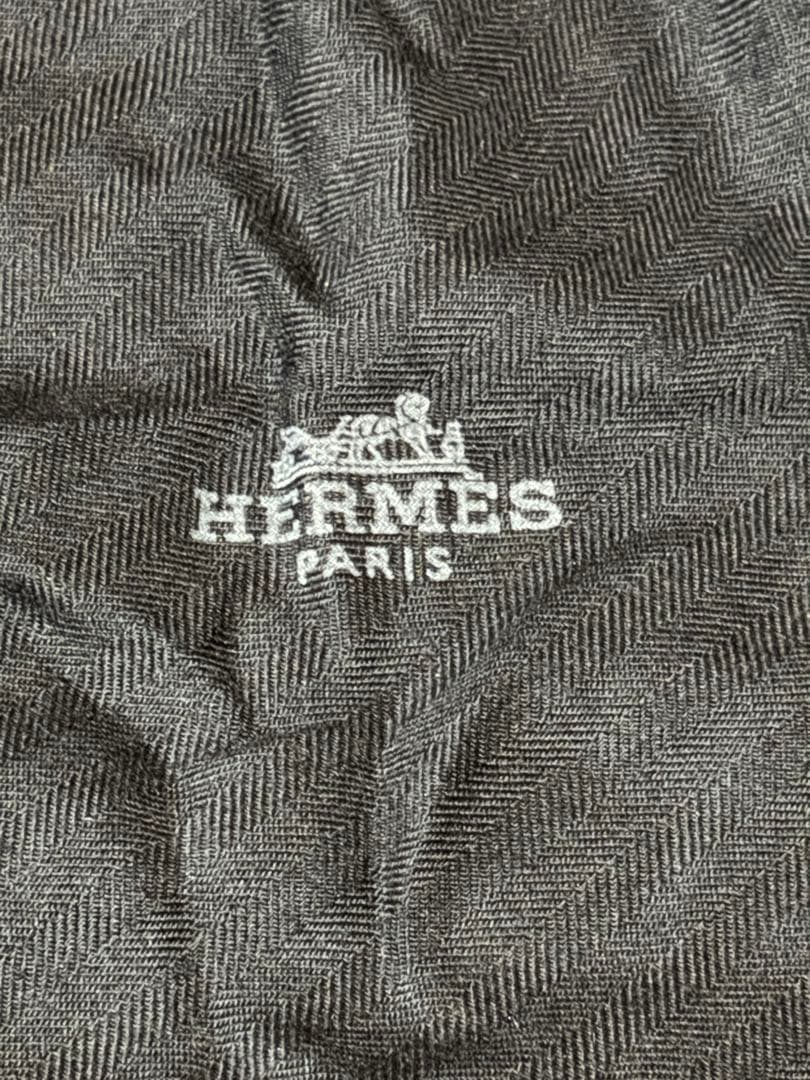 エルメス　ロザンジュ　菱形ストール　カシミヤ　シルク　ネイビー　カシシル