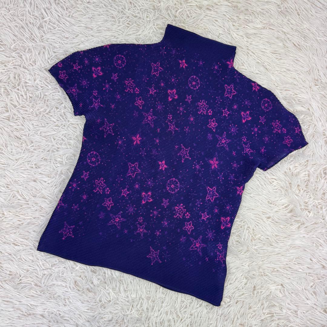 【人気】issey miyake me 半袖シャツ　ワッフル　総柄　フリーサイズ