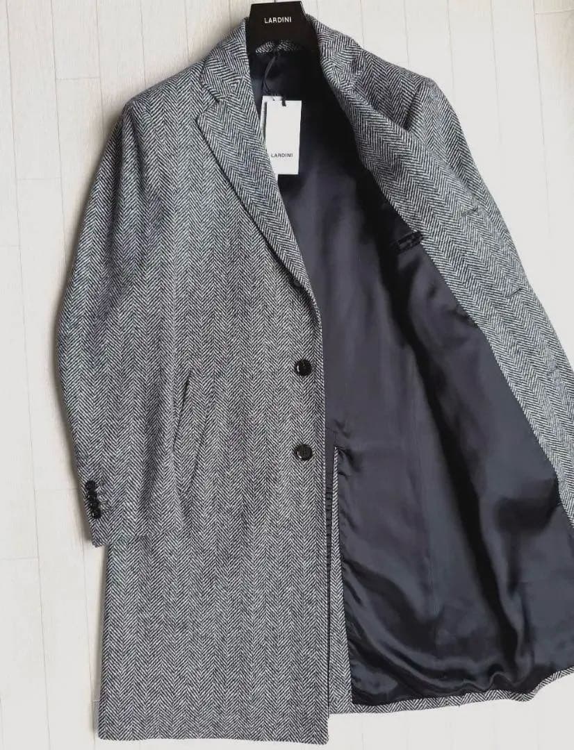 新品 25AW LARDINI ウール ツイード チェスターフィールド コート