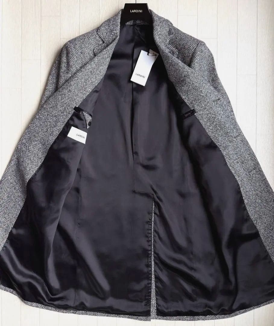新品 25AW LARDINI ウール ツイード チェスターフィールド コート