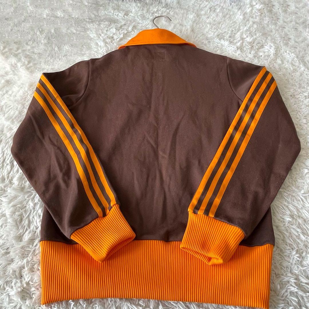 adidas 黒タグ トラックジャケット ブラウン×オレンジ 刺繍ロゴ 万国旗