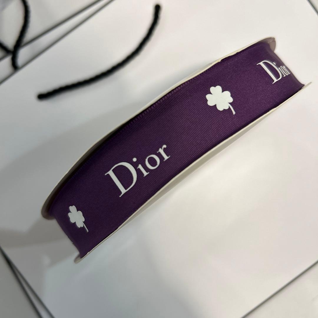 ディオール　最新　限定　ラッピングリボン　紫&クローバー