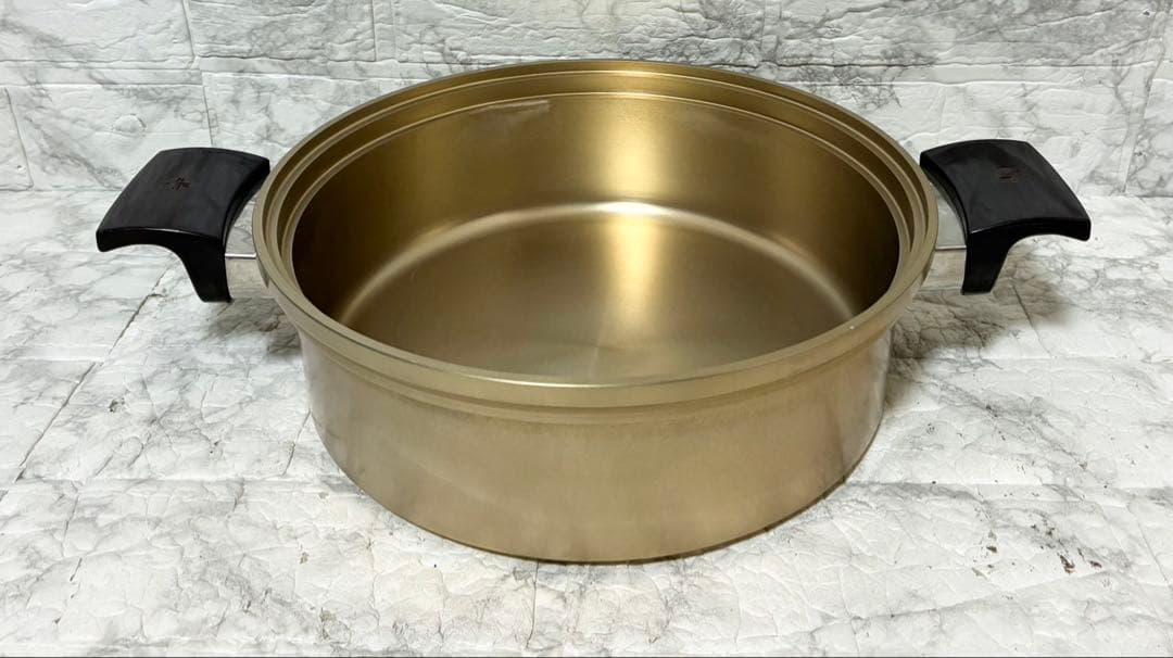 【希少 美品】しばのキッチン 両手鍋 ガラス蓋 最高級ゴールドシリーズ