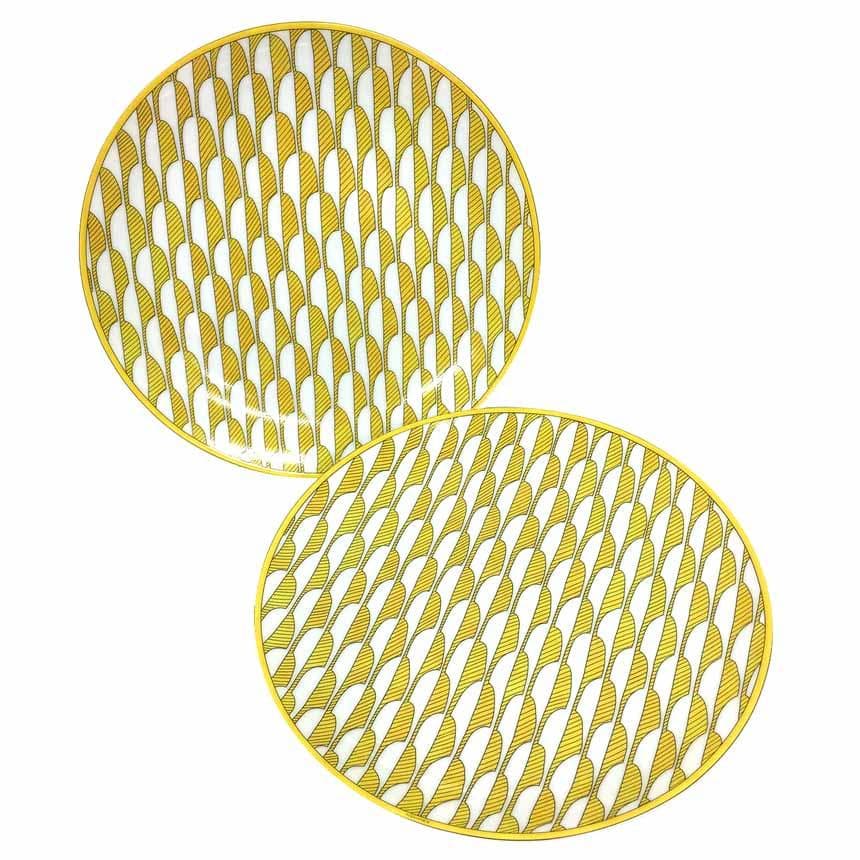 HERMES ソレイユ ドゥ エルメス プレート 皿 ペア 新品 aq9457