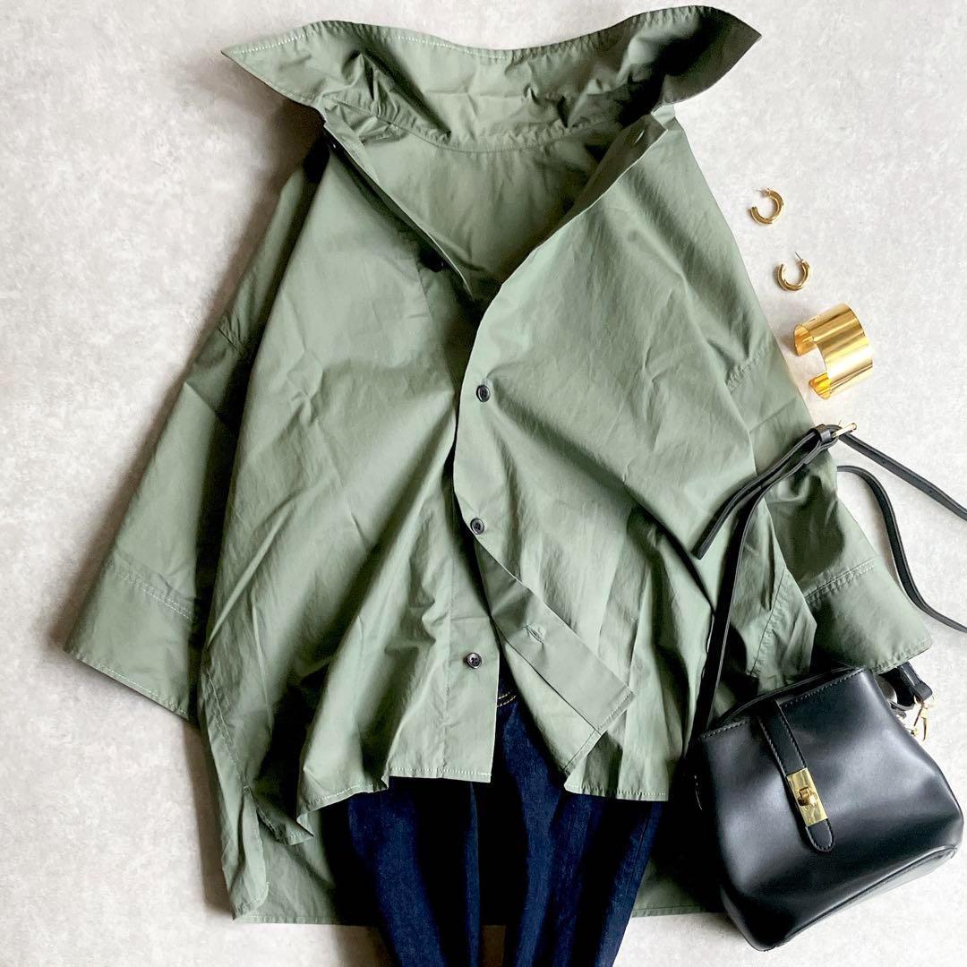 美品 キャバン CABaN コットンタイプライターハーフスリーブシャツ 秋カラー