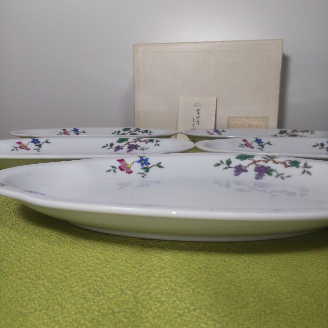 深川製磁 小判 楕円 オーバル 花の園 小花 箱付の