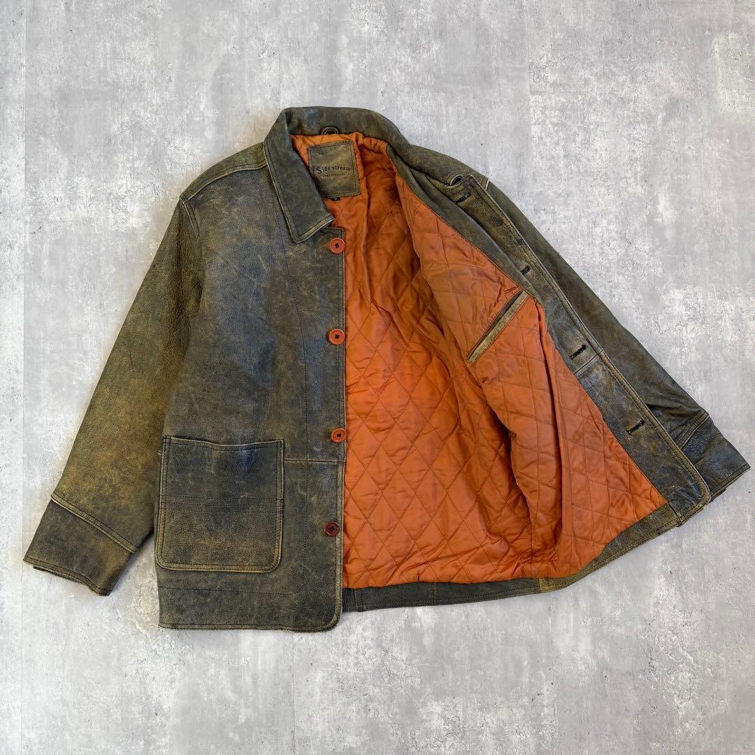 雰囲気抜群 Side stream ヴィンテージ カウレザージャケット Lサイズ