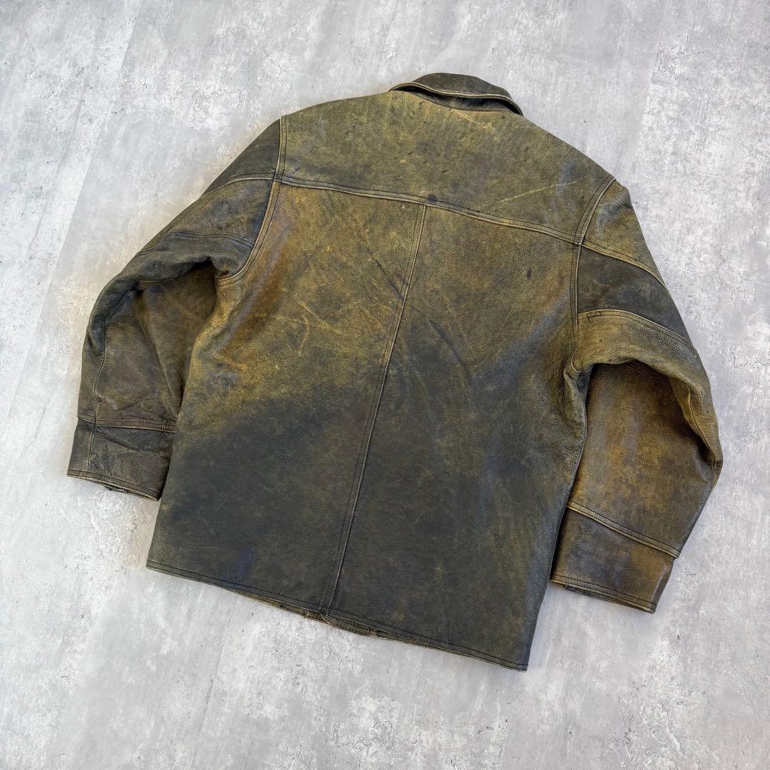 雰囲気抜群 Side stream ヴィンテージ カウレザージャケット Lサイズ