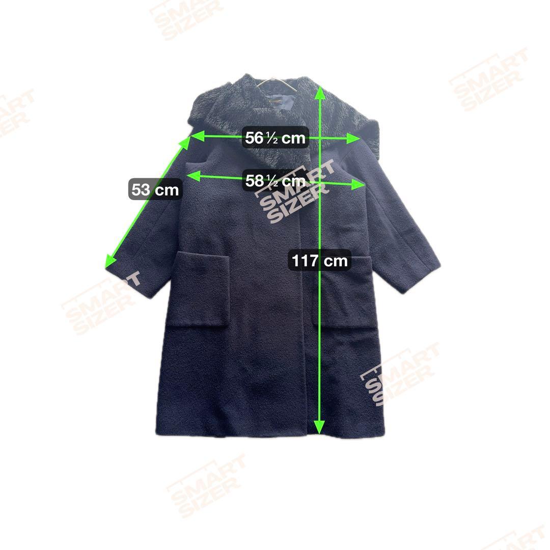 コムデギャルソン　AD1997　ロングコート　紺色　ビッグカラー　ファー