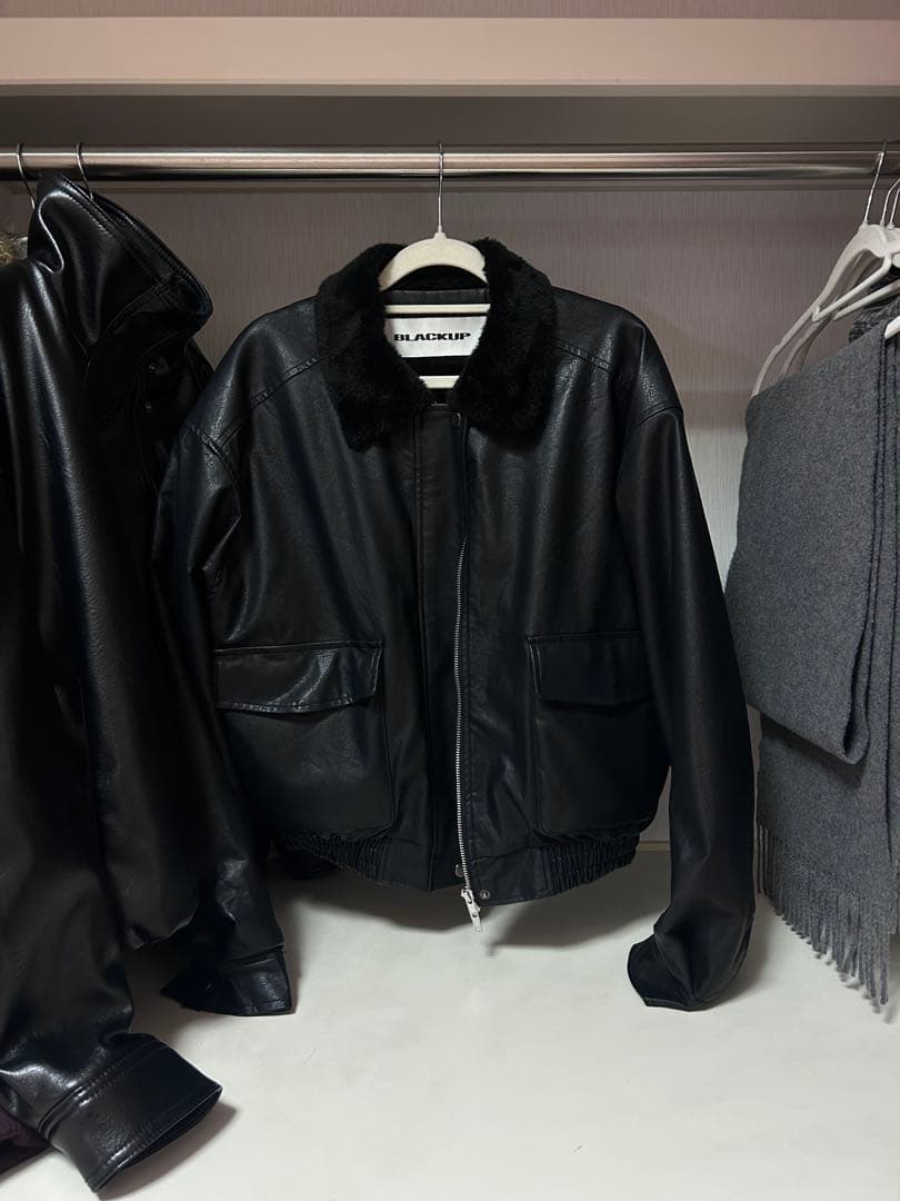【今だけ最安値】BLACKUP ファー付きレザージャケット