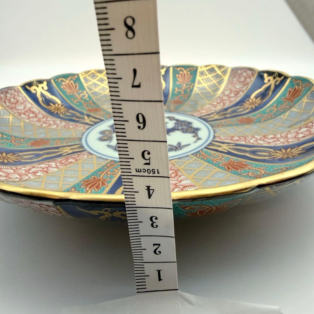 【新品・未使用】林九郎 献上錦 菊割内外 金彩 皿揃　5枚セット※木箱入