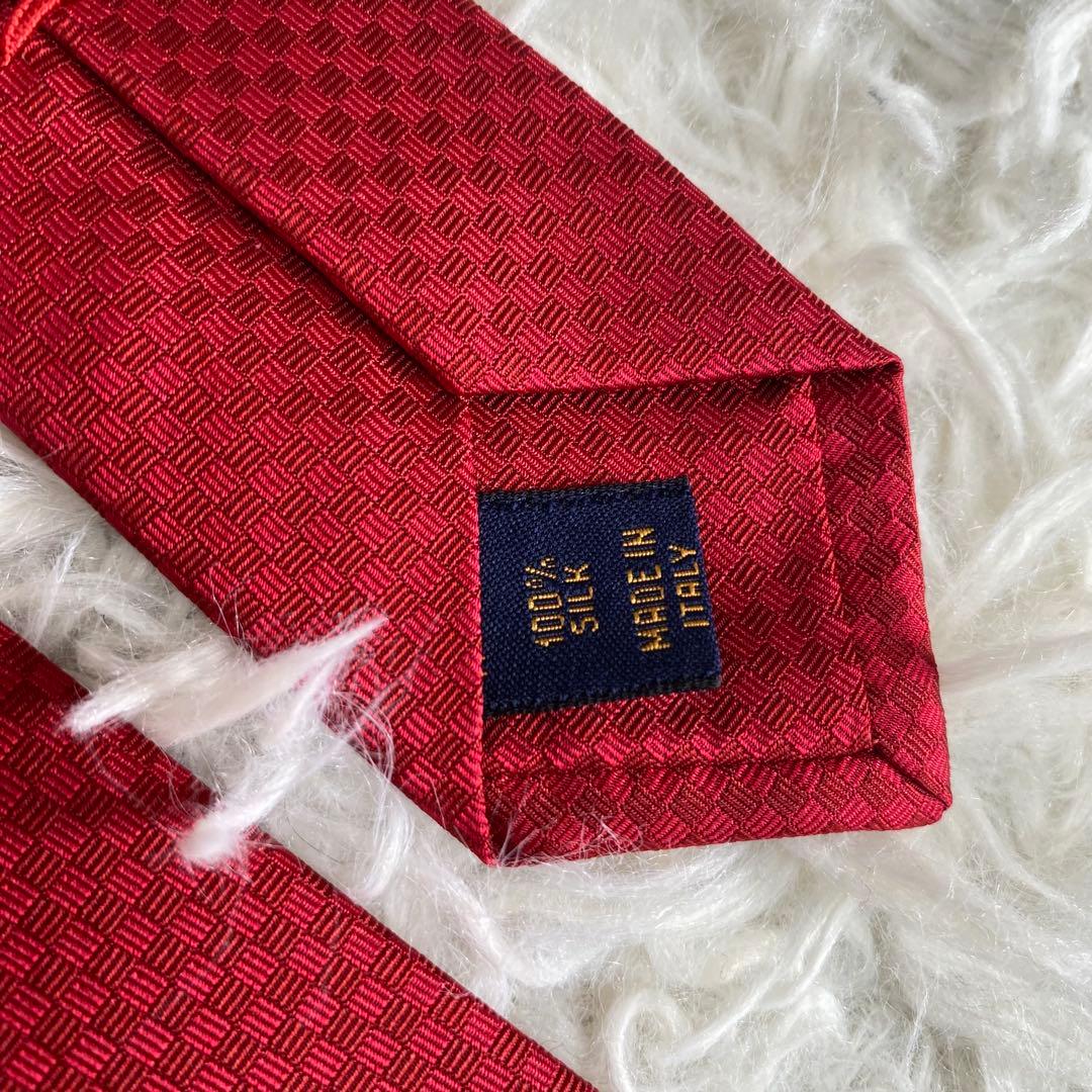 【超極美品/現行青タグ】ルイヴィトン　マイクロダミエ　ネクタイ　箱付き　レッド