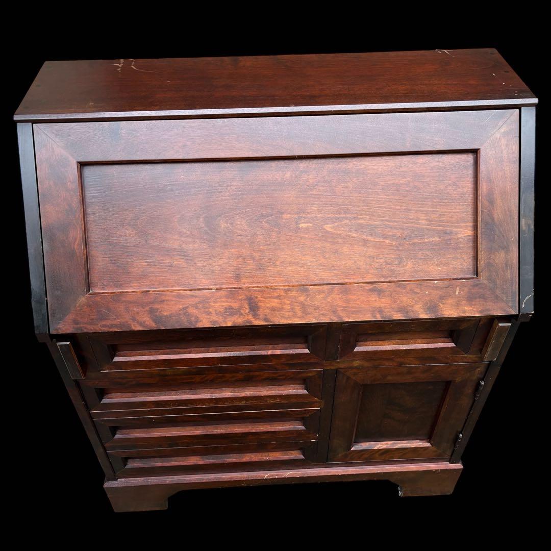 ●北海道民芸家具 ライティングビューロ 書斎 机 収納 和モダン 和家具 樺材