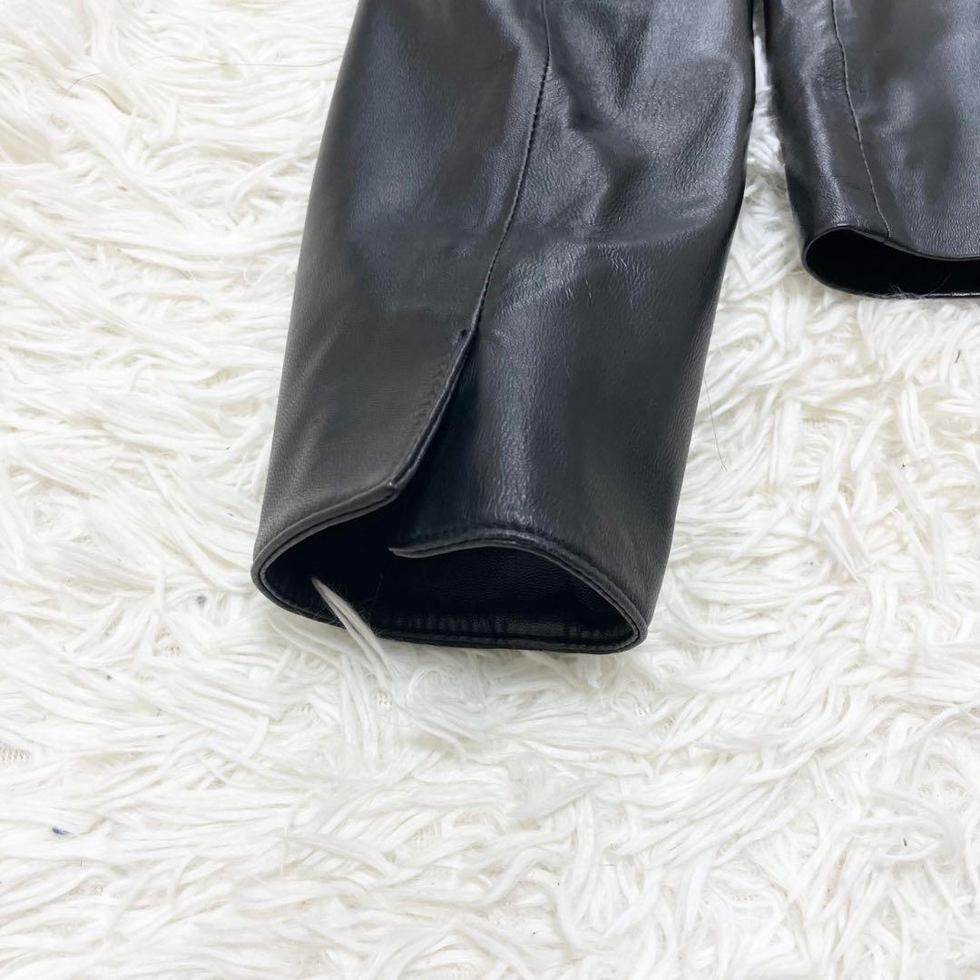 【美品】BALMAIN バルマン レザージャケット 羊革 ノーカラー ブラック