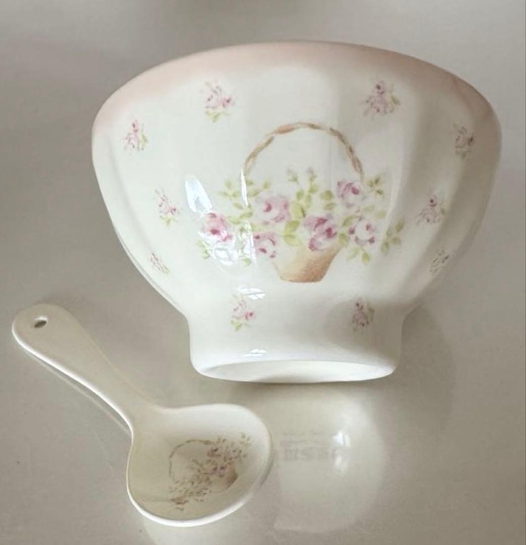 イマンローズバスケットプチボール陶器＆プティクリームスプーン琺瑯セット