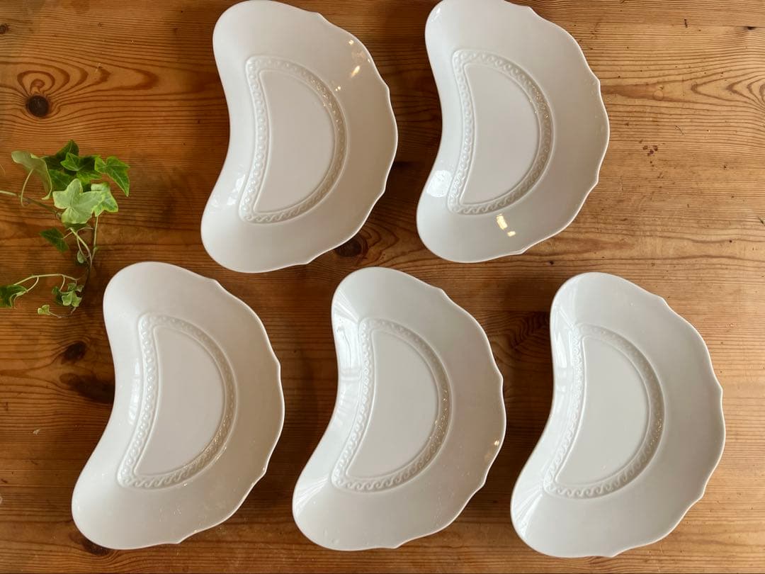 Hama ジノリ　ミュージオクラシコホワイト　クレセントディッシュ×5