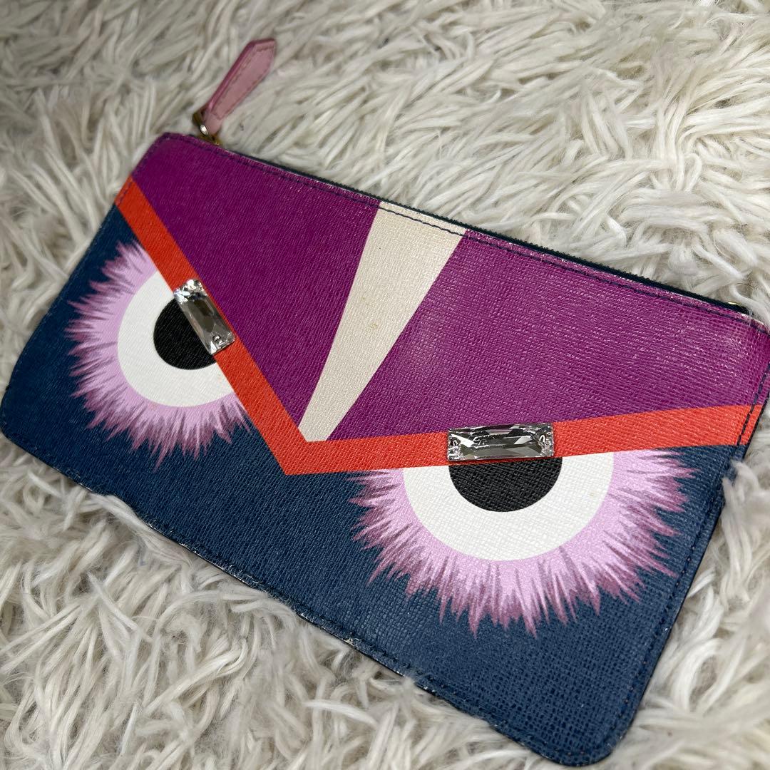 FENDI ポーチ　セカンドバッグ　モンスター　ストーン　ロゴ　PVC