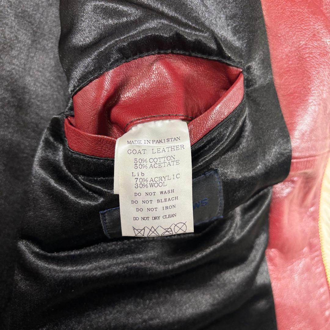 本革 TABLOID NEWS 山羊革 ゴートレザー シングルライダース 赤