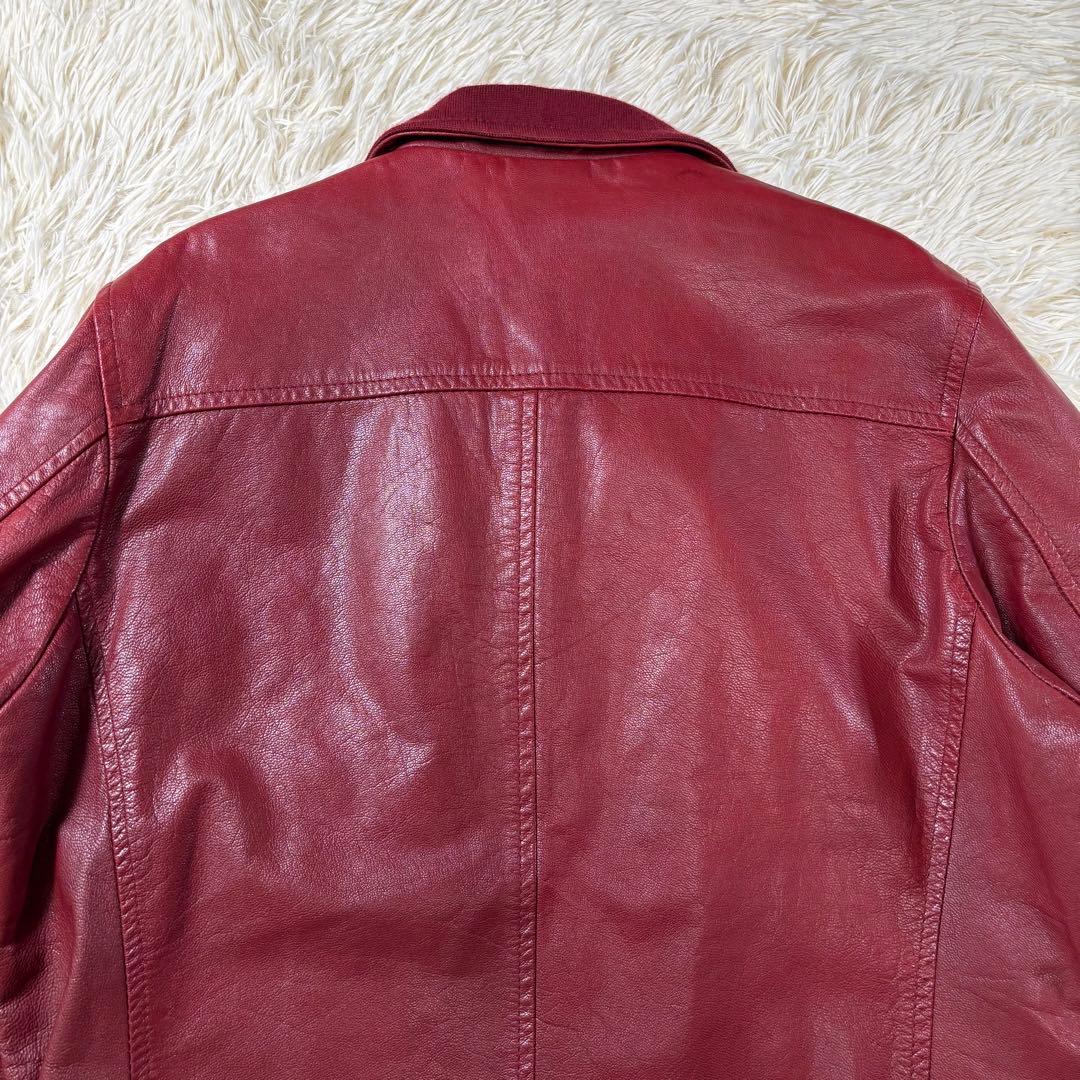 本革 TABLOID NEWS 山羊革 ゴートレザー シングルライダース 赤