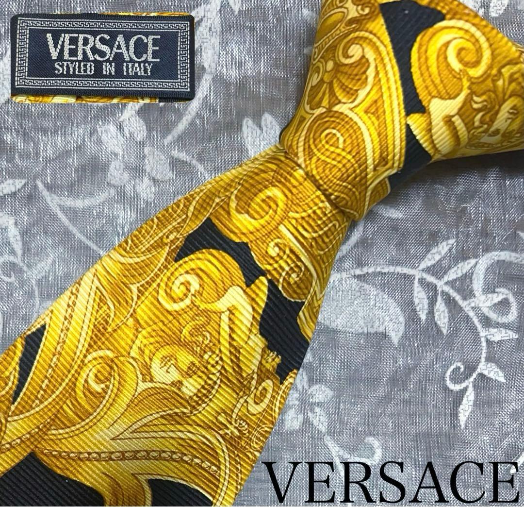 極美品 VERSACE ネクタイ バロック柄 総柄