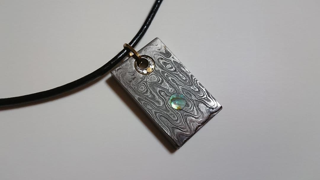 凌*様 ダマスカス・アバロンペンダント (ダマスカス鋼＋アバロン) ハンドメイド