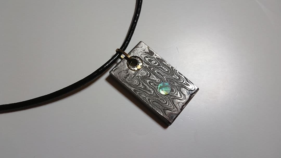 凌*様 ダマスカス・アバロンペンダント (ダマスカス鋼＋アバロン) ハンドメイド