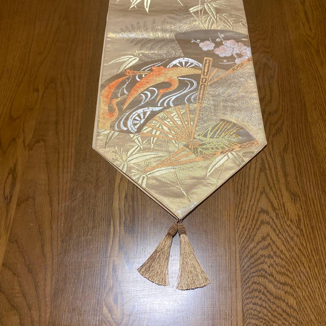 table runner 金彩琳派　帯リメイク　正絹　川島織物