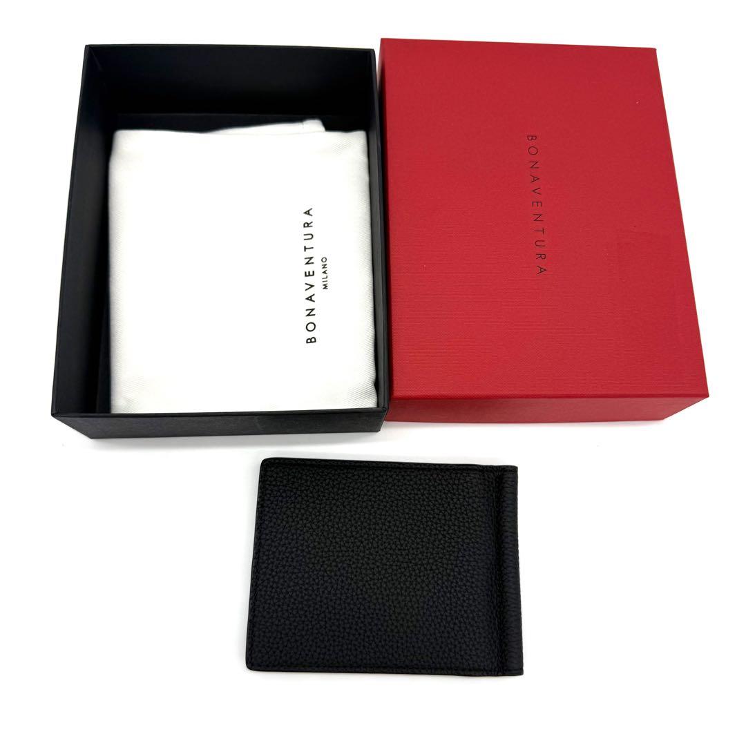 ★未使用品★ボナベンチュラ シュリンクレザー マネークリップ メンズ ブラック