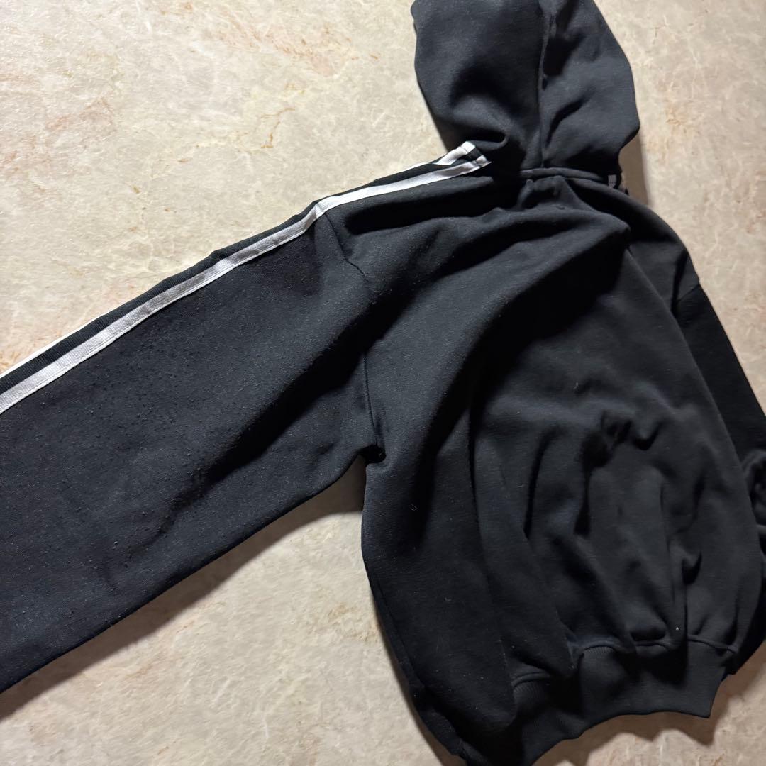 01年製adidasジップアップパーカートラックジャケット短丈スポーツMIX黒