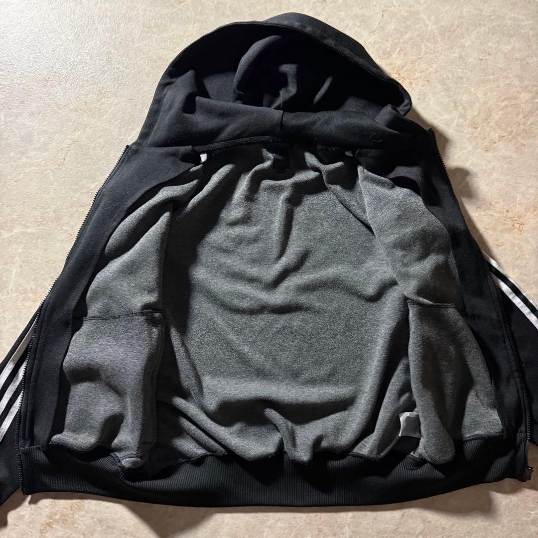 01年製adidasジップアップパーカートラックジャケット短丈スポーツMIX黒