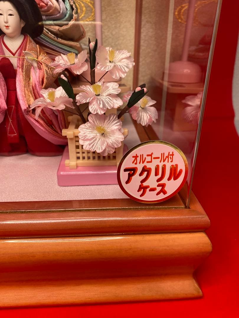 東京久月　雛人形アクリルケース入り五人飾り・間口約５８×奥行約３１×高さ約３８㎝