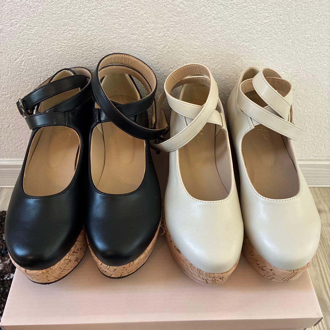 アナザーアンジェラス クロス ストラップ 厚底 パンプス 二足セット