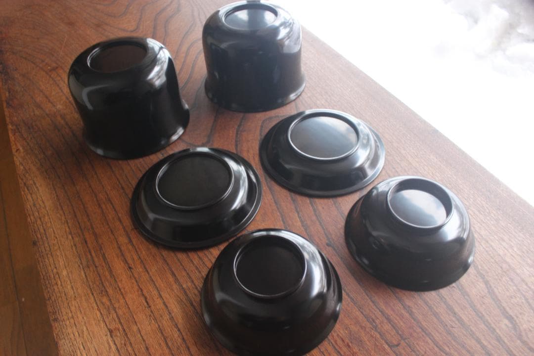 時代逸品！品のある羽反りデザインに時代黒漆の美しい蕎麦椀2点（検京塗懐石椀輪島塗