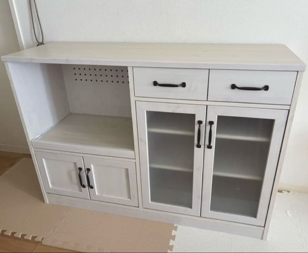 美品✴︎ホワイト木製食器棚 レンジボード